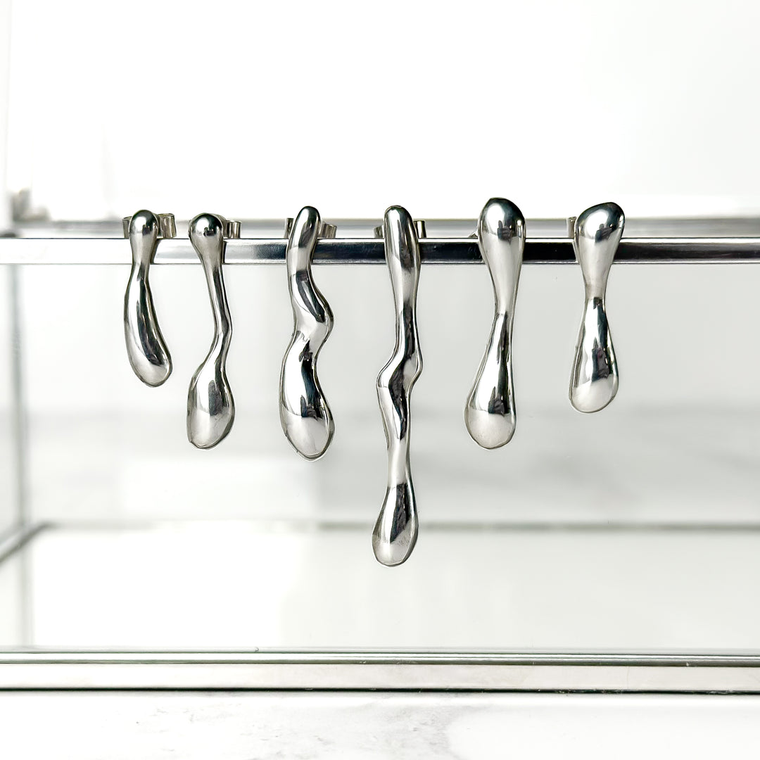 One of a Kind Molten Sterling Silver Stud Earrings - No. 1